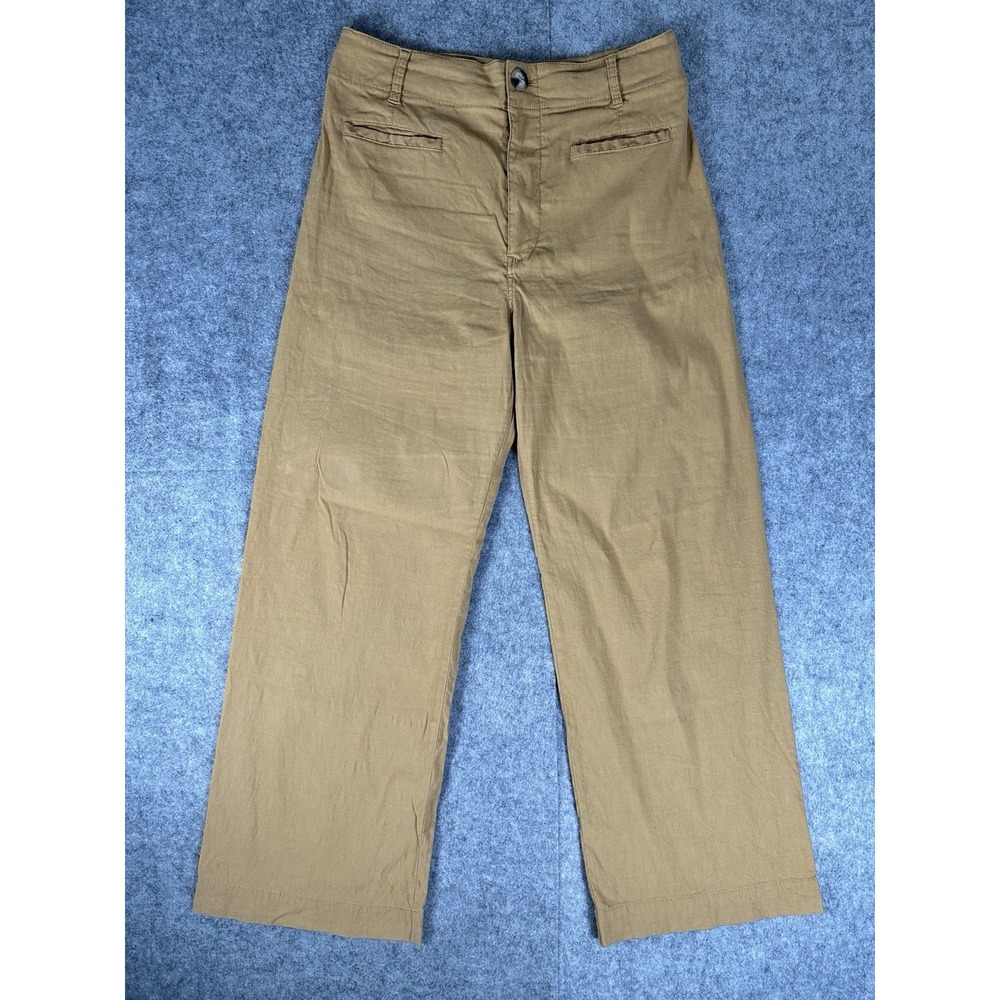 Maeve Anthropologie Pants Women's 30 Yellow The Colette Wide Leg Cropped Linen
